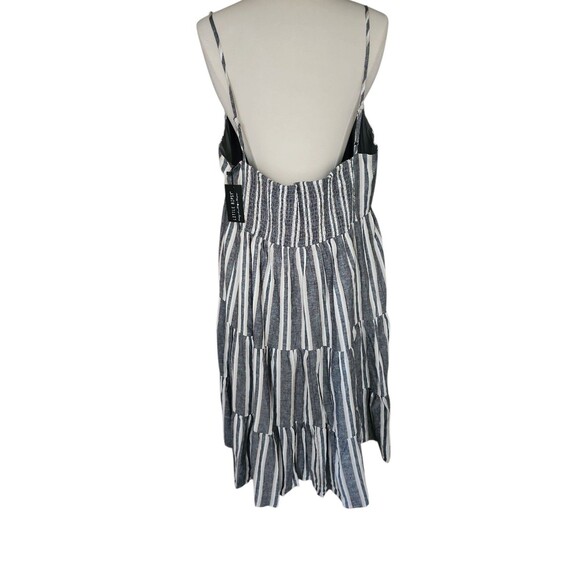 Little Bipsy Linen Blend Tiered Midi Sundress Womens XXL Gray Striped Beach Boho - Picture 3 of 8